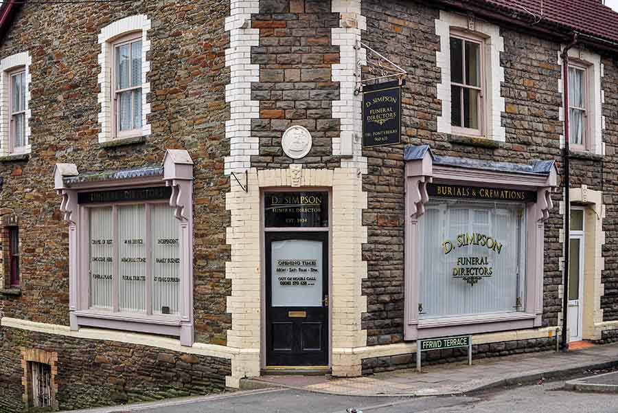 The exterior of a funeral directors in Wales