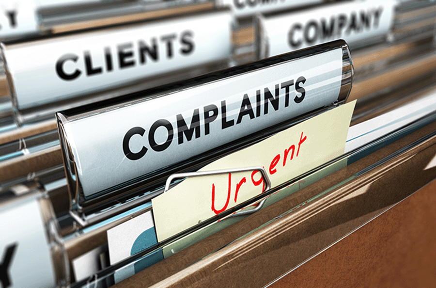 A draw full of files with one headed 'complaints'