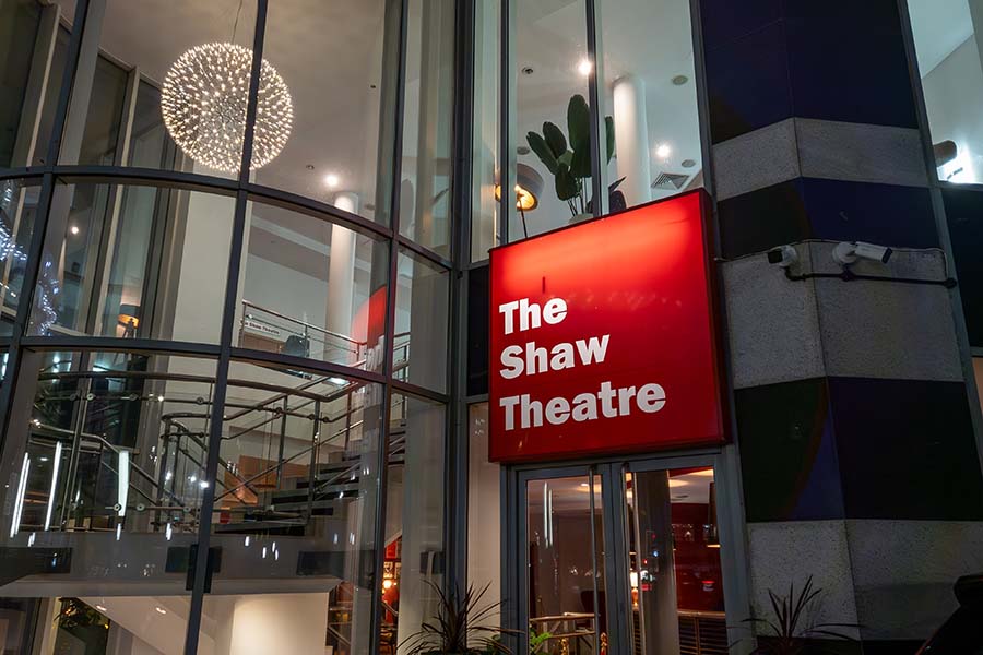 Shaw Theatre exterior at night