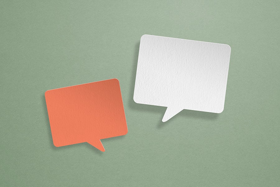 Speech bubbles on a green background
